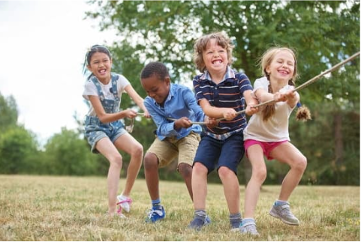 Kids playing tug-o-war